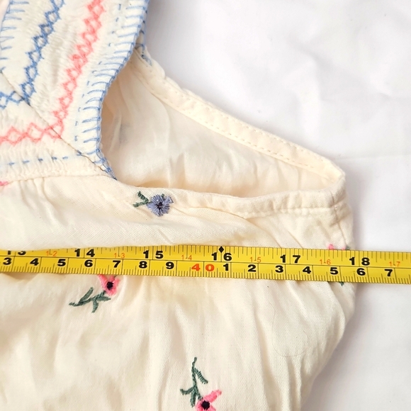 Old Navy Sz M 100% Cotton Floral Coastal Embroidered Pockets Flowy Tiered Dress - Picture 15 of 16